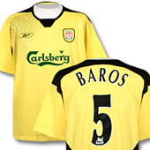 Reebok Liverpool FC Away Shirt - 2004 - 2005 with Baros 5 printing.