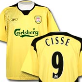 Reebok Liverpool FC Away Shirt - 2004 - 2005 with Cisse 9 printing.