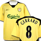 Reebok Liverpool FC Junior Away Shirt - 2004 - 2005 with Gerrard 8 printing.