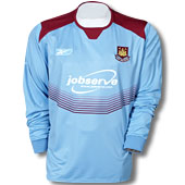 Reebok West Ham United Junior Long Sleeve Away Shirt - 2004 - 2005.
