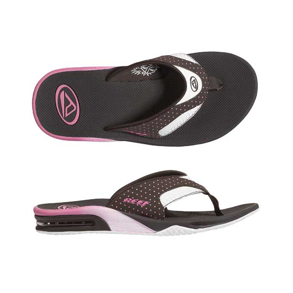 Flip Flops - Fanning - Black/Pink Dots