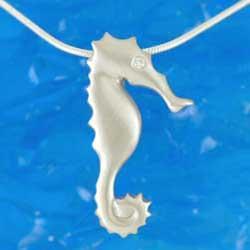 Reef Jewelry Diamond Eye Seahorse on Snake Chain