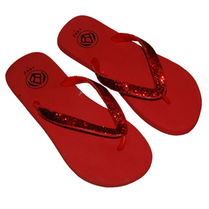 Ladies Reef Krystal Flip Flop. Red