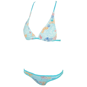 Reef Ladies Ladies Reef Solid Gold Printed Halter Bikini. Aqua
