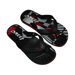 Mens Reef Fork (Dark) Flip Flops. Black Red Raygun