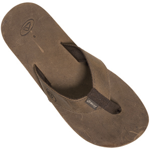 Mens Reef Leather Smoothy Flip Flops. Bronze Brown