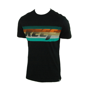 Reef Mens Mens Reef Logo Stripes T-Shirt. Black