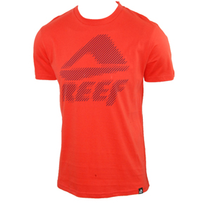 Reef Mens Mens Reef Super Striped T-Shirt. Red
