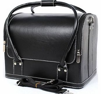 Professional Elegant Black PU Leather Beauty Box Cosmetics & Make Up & Nail Case