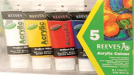 Reeves 75ml Acrylic Tube Set - Pack of 5 8340901