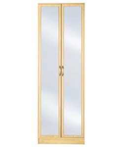 Mirrored 2-Door Wardrobe - Maple