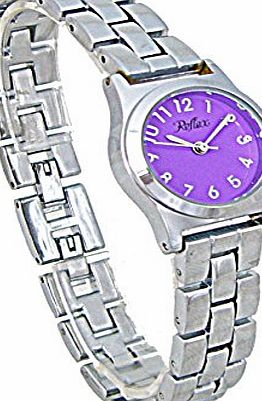 Reflex Ladies Analogue Purple Dial Silver Tone Metal Bracelet Strap Watch LB102