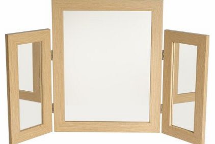 Dressing Table Mirror with Mirrored Wings - Oak Effect