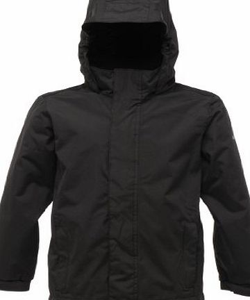 Regatta Greenhill Kids, Childrens, Boys Waterproof Jacket with Concealed Hood (Black, 7 - 8 years (Chest 63-67cm))