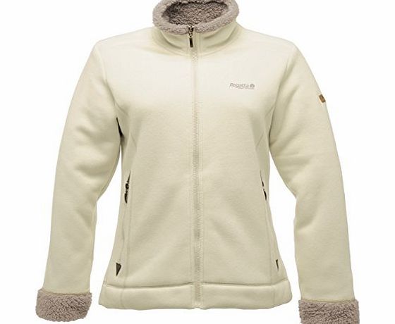 Womens Ladies Off White Polar Bear Fur Lined Full Zip Warm Fleece Coat Jacket Jumper Top (UK 12 EU 38 FR 40 IT 44)