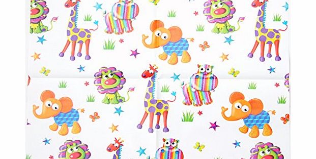 Regency 2 Sheets of Gift Wrap amp; 2 Gift Tags - Childrens Cartoon Characters - Approx. 50 x 70cm