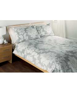 Damask Duvet Set Silver King Size Bed