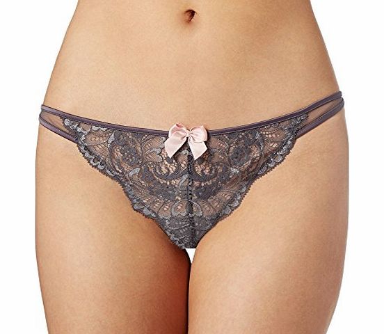 Reger by Janet Reger  Womens Designer Valentina Grey Lace Thong 12