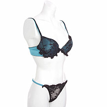 Teal lace padded bra