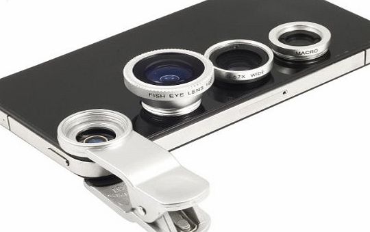 Relax Clip-on 180 Degree Fish Eye Lens   Wide Angle   Micro Lens Kit for iPhone 4 4S 4G 5 5G 5S 5C Samsung Galaxy S2 I9100 S3 I9300 S4 I9500 Note1/2/3 (Silver)