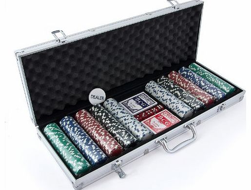 XXL Poker Suitcase Poker Set 500 Chips 5 Dices Aluminium Case Jetons