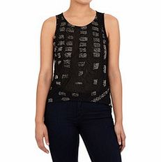Religion Black open back sleeveless mesh top
