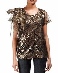 Religion Fire black and gold lace top