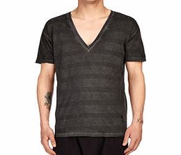 Religion Grey stripe cotton V-neck T-shirt