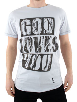 Religion Powder Blue God Loves You T-Shirt