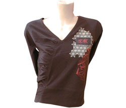 Religion V-neck rouched print top