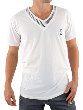 White Double Layered V-Neck T-Shirt
