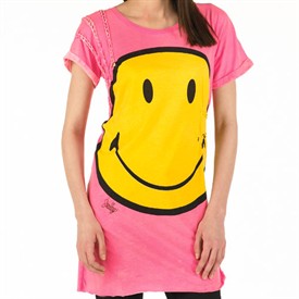 Religion Womens Smiley T-Shirt Dress Pink