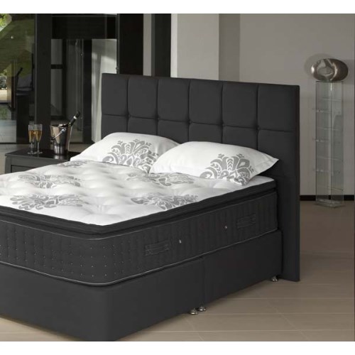Deep Buttoned Wide Headboard in Black -