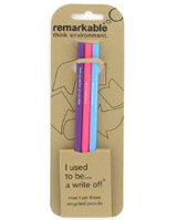 Remarkable 3 Recycled HB Pencils - colourful recycled