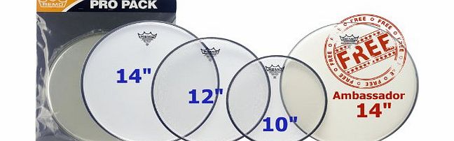 REMO EMPEROR PRO PACK - CLEAR - 10/12/14   14 Drum accessories Tom - Snare heads