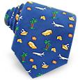 Going on Vacation Blue Printed Silk Tie