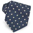Navy Blue Floral Pattern Woven Silk Tie