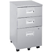 Reno 3 drawer Filing cabinet, Silver Effect