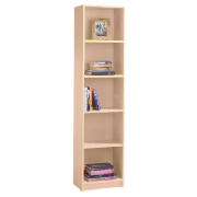 Reno 5 Shelf Bookcase 40cm, Maple effect