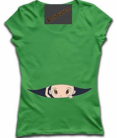 Elusive Ladies Brown Eyes Baby Peeping Through my bump Womens T Shirt - Green...