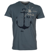 Airforce Blue T-Shirt with Printed Design