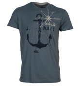 Airforce Blue T-Shirt with Printed Design