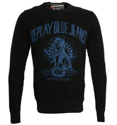 Replay Black Sweatshirt with Printed Design
