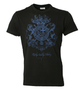 Replay Black T-Shirt with Blue Printed Design