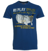 Replay Blue T-Shirt with Printed Design