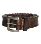 Replay Brown Studded Leather Buckle Belt