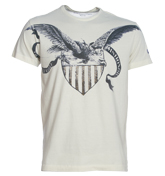 Replay Cream T-Shirt with Printed and Studded