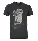 Replay Dark Grey T-Shirt with Printed Skull Design
