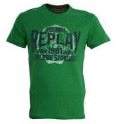 Replay Green T-Shirt with Navy Velour Logo