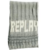 Replay Grey Chunky Ribbed Scarf